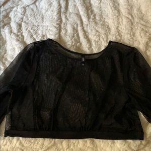 Sheer long sleeve mesh crop top.